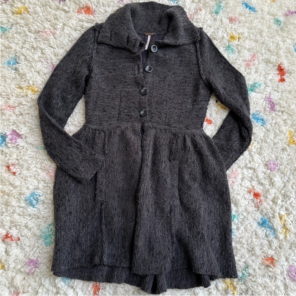 Free People | Charcoal Knit Sweater Jacket
